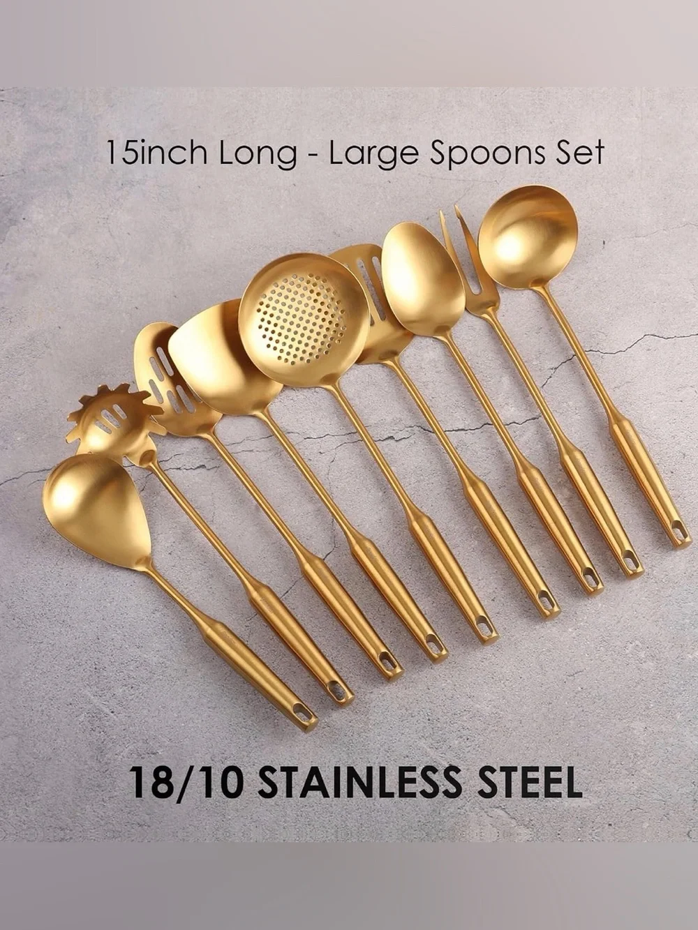 Gold Stainless Steel Kitchen Utensil Set - Elegant Cooking Tools